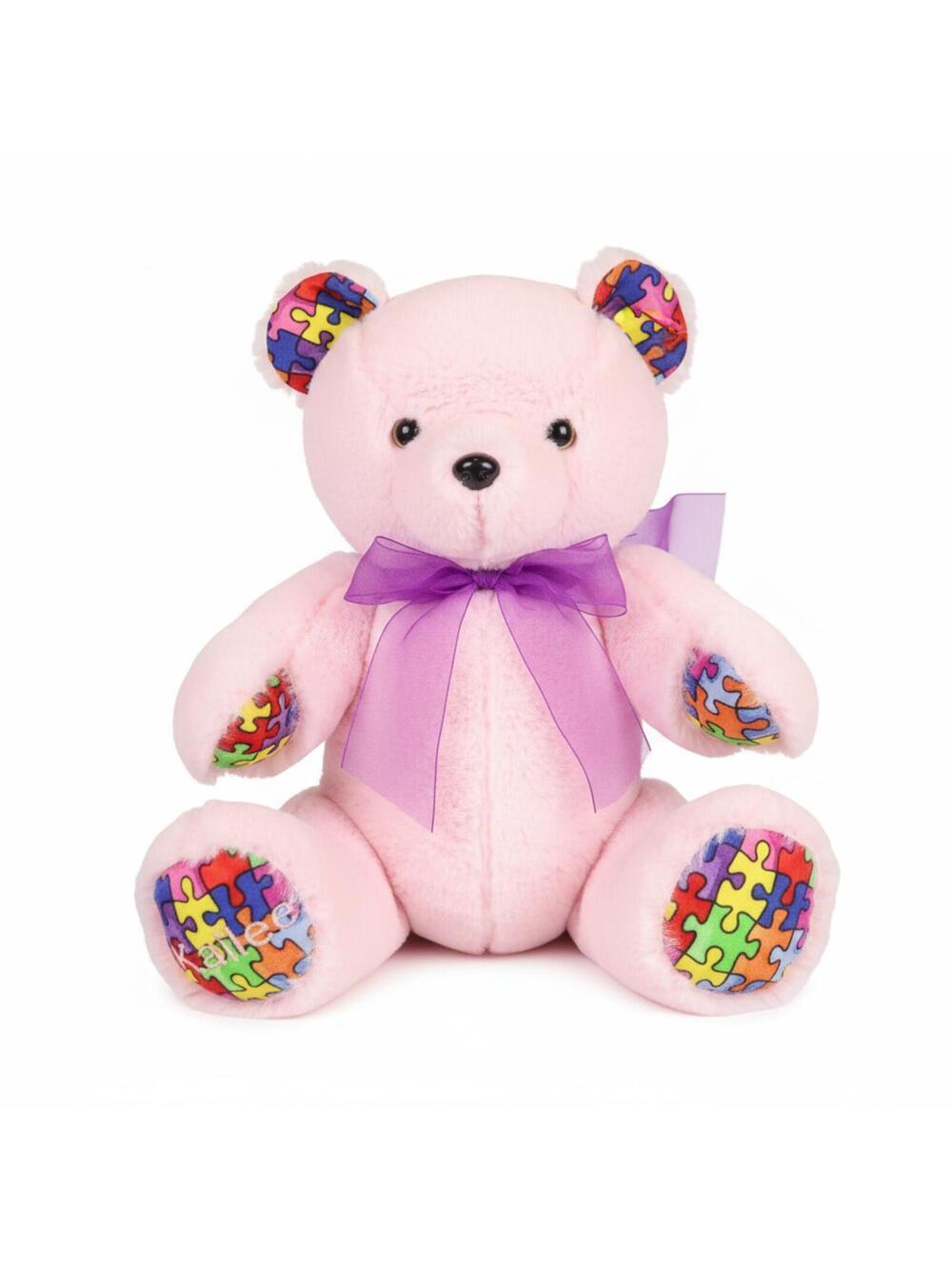 TG Bears 16" Pink Autism Awareness Puzzle Print Jointed Teddy Handmade Plush
